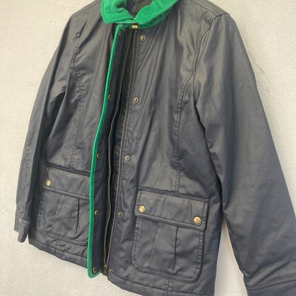 Talbots Corduroy Trim Coated Chore Jacket Coat Womens Medium M Water Repellent - Picture 9 of 12